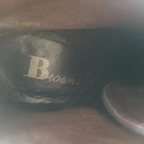 BROWNS smoky blue  lace up heeled shoes tan 39 - Picture 2 of 10